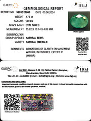 4.75/CT Natural Panna Stone with Govt. Lab Certificate-2331